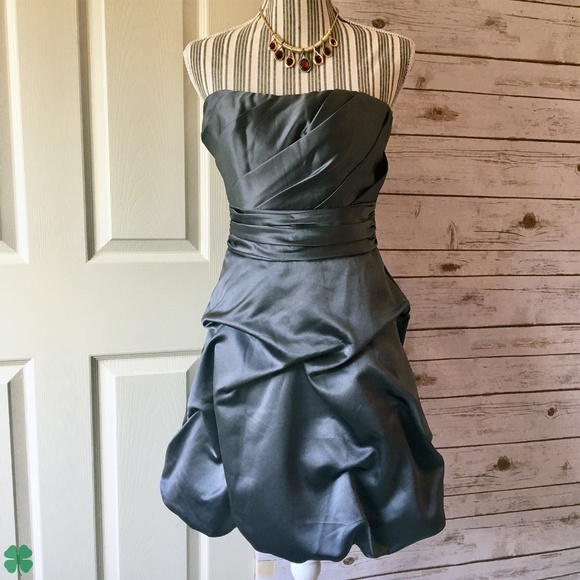 David's Bridal Gray Strapless Dress Size 2 - Picture 6 of 10